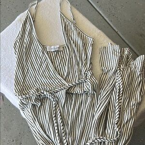 Carly Jean Los Angeles Black and White Ruched Asymmetrical Sundress